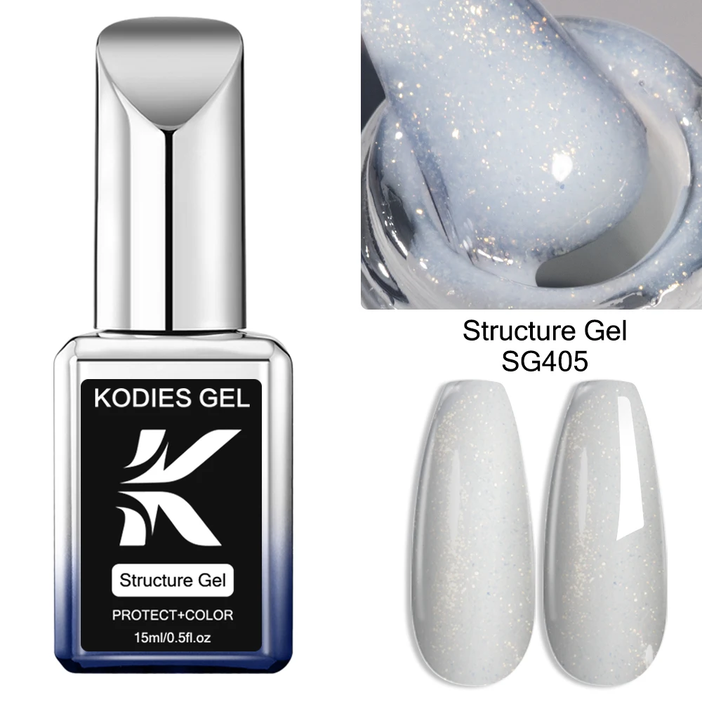 KODIES GEL 15ml Rubber Base Gel Milky White Shimmery Camouflage Gel Nail Polish Semi Permanent UV/LED Construction Manicure Nail