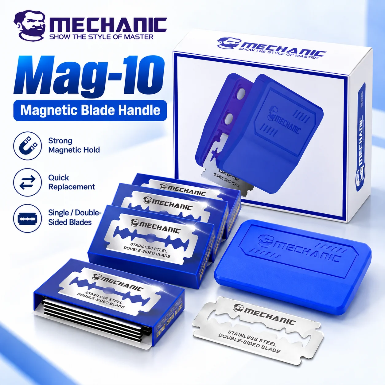 MECHANIC Mag10 Magnetic Blade Holder Double Sided Stainless Steel Blades for Phone LCD Screen Frame Glue Removal Repair Tool Kit