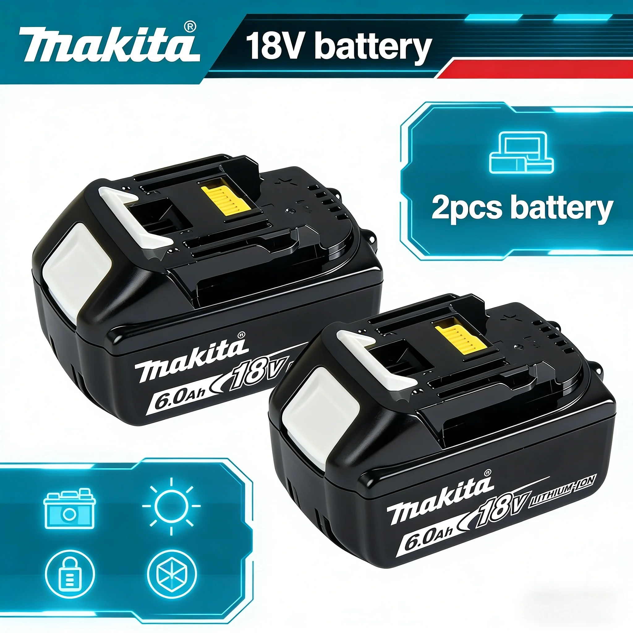 

Original makita 18v battery, power tool battery for makita BL1830 BL1840 BL1850B BL1815 BL1860 Makita 18V lithium battery♈