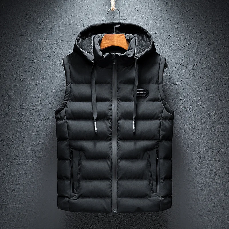 

2024 New Mens Jacket Sleeveless Vest Padded Jacket Korean Version Slim Jacket Thickened Warm Vest Men's Wear