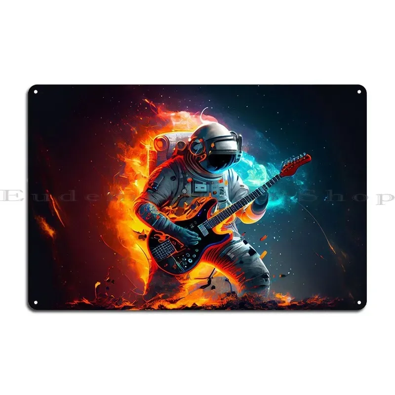 Astronaut Playing Guitar Metal Plaque Poster PaintingParty Garage Printing Wall Decor Tin Sign Poster