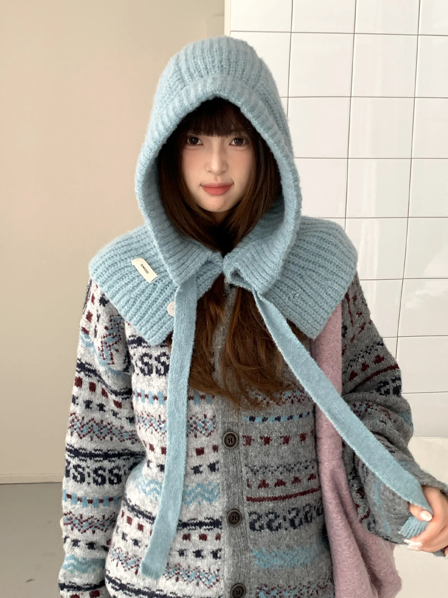 Cagoule en fil de laine pour femmes, cache-oreilles chauds d'hiver, chapeau, écharpe