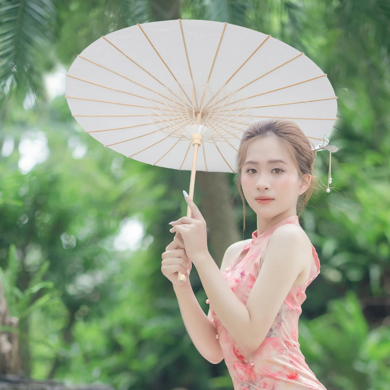 4 قطعة مظلة ورقية زيتية فارغة 33 بوصة بيضاء كبيرة المظلة الصينية Diy بها بنفسك ديكور الزفاف دش حفلة التصوير في الهواء الطلق #1