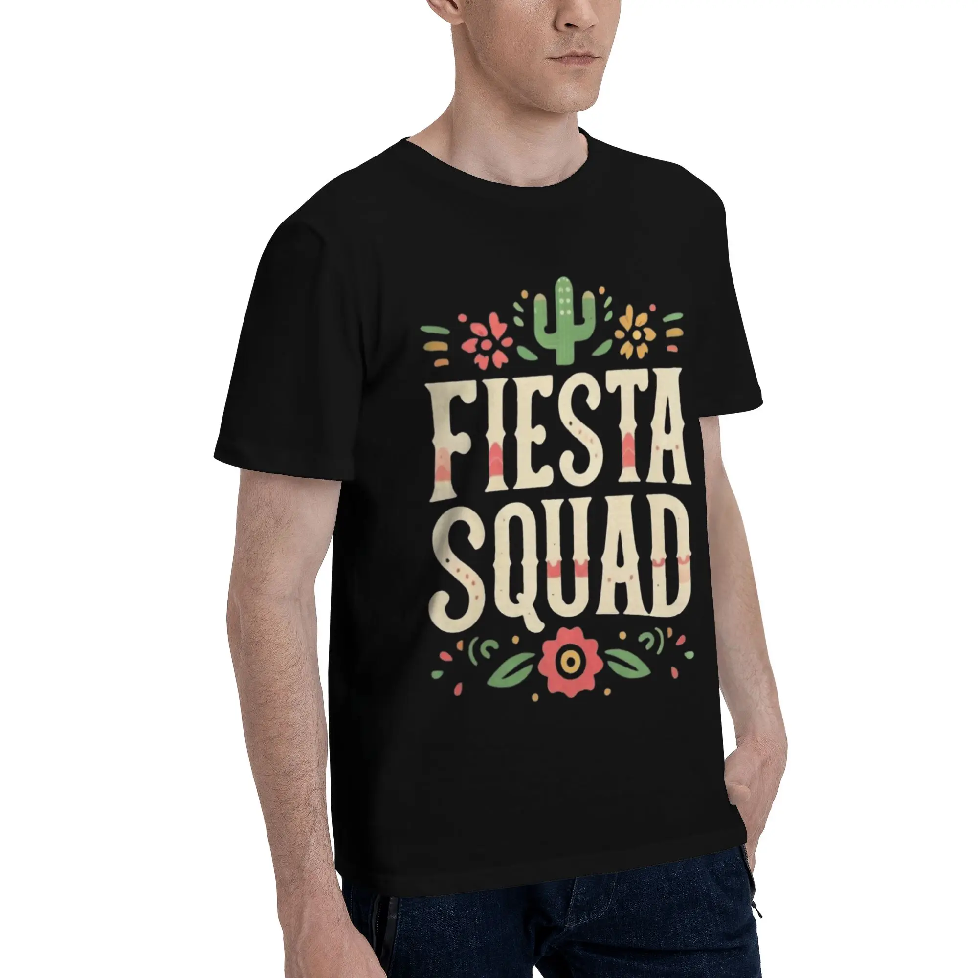 Men Women Fiesta Squad Cinco De Mayo Shirt 100% Cotton Graphic Printing T-Shirt  Top Clothing