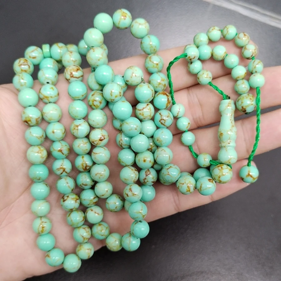 Tasbih green Turquoise stone 99 100 Prayer Beads tuirkish Misbaha Islamic Eid Gift bracelets