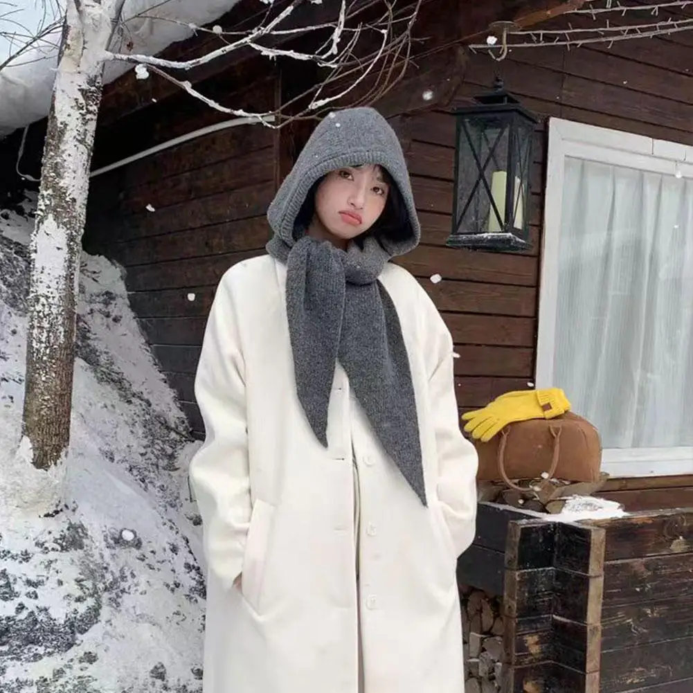 مقاومة للرياح للمشي والتسوق تحافظ على دفء الأذنين لعيد الميلاد وأعياد الميلاد وشاح بقلنسوة قبعة محبوكة ناعمة ودافئة ومريحة