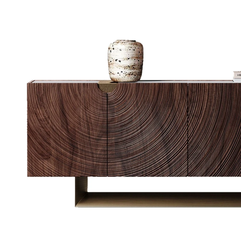 

Living room art engraving cabinet new medieval style design sense solid wood engraving dining side cabinet integrated against