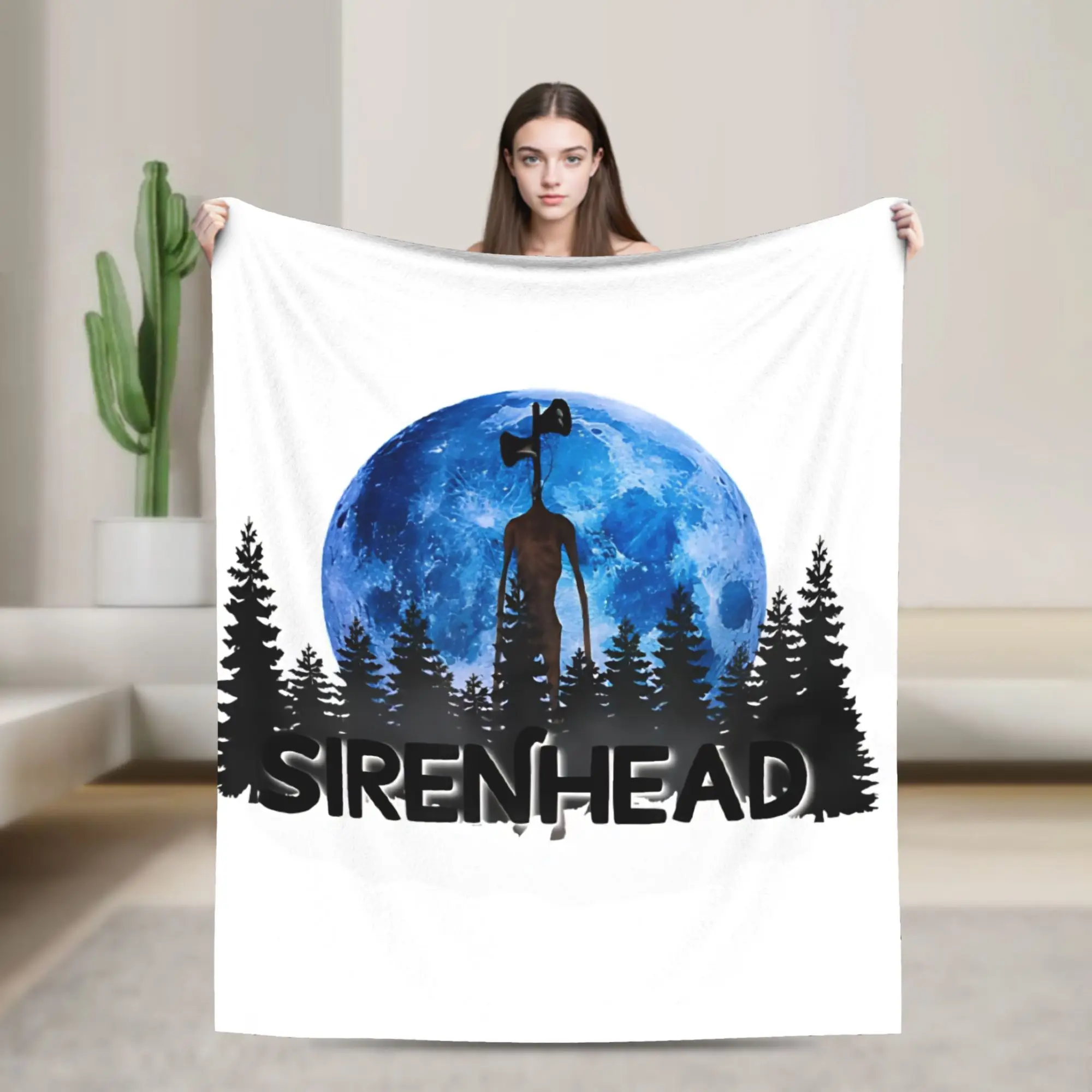 Siren Head Horror Blankets  Fuzzy Funny Warm Throw Blankets for Chair Covering Sofa Autumn/Winter
