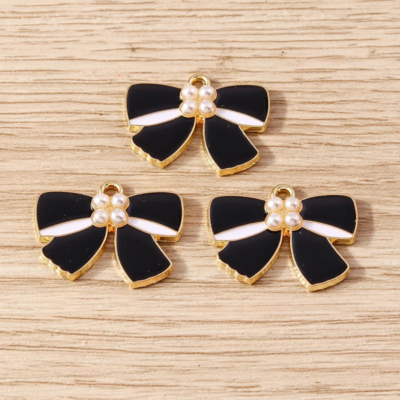 Tusember 10 Stück Emaille-Anhänger, elegante Schleife, Schleife, Charms für Schmuckherstellung, Ohrringe, Halskette, DIY, Armband, Zubehör, Zubehör – Detail 11