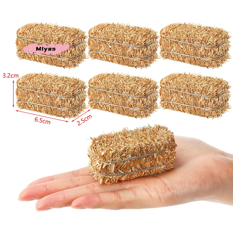 

6Pcs Mini Hay Bales Rustic Stackable Farm Haystack Fake Hay Blocks Decoration for Dollhouse Miniature Scene