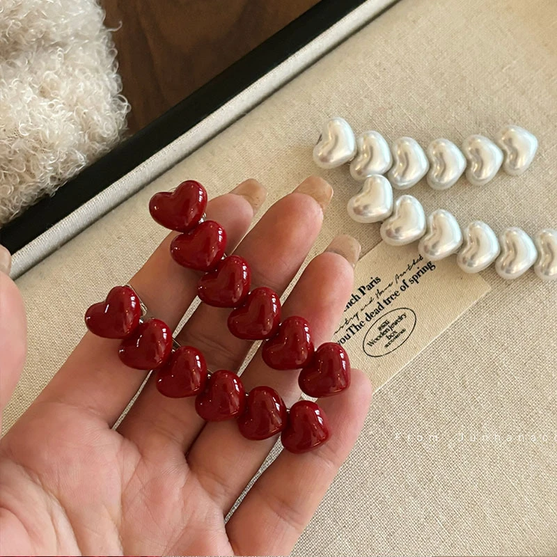 red-seamless-hairpin-duckbill-clip-small-clip-pearl-hairpin-eight-character-bangs-side-clip-hair-accessories-woman