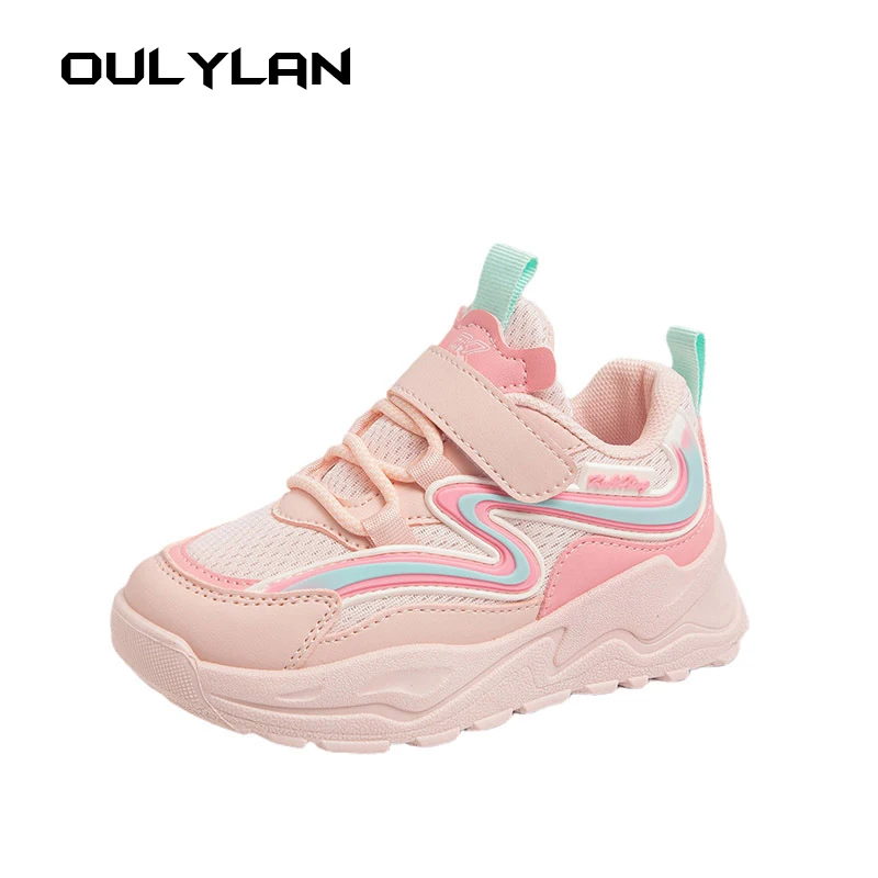 Spring Lightweight Sneakers Fashion Girls Soft Running Shoes Children School  Pink  Non-slip Shoes Outwear Mesh Breathable Shoes