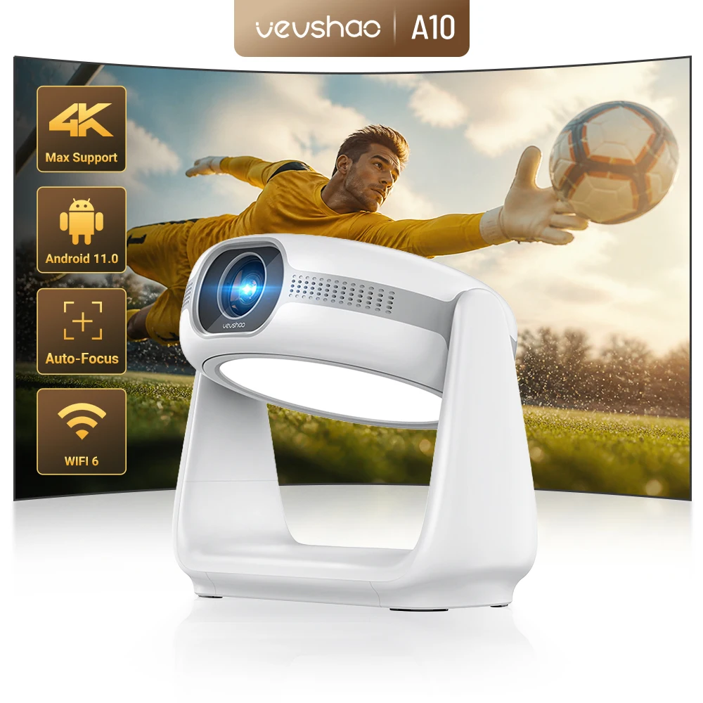Vevshao A10 Smart 1080P Projector Android 11.0  With 5G WiFi Lamp Portable Projectors 4K Support HD Video Home Theater Projector