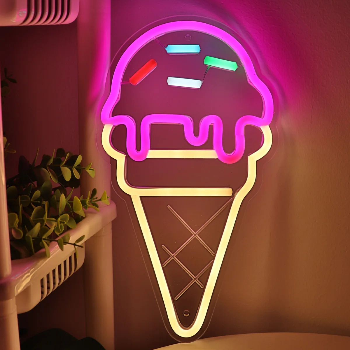 Imagem -06 - Cone de Sorvete com Açúcar Led Wall Neon Sign para Shop Party Decoração de Sobremesa 6.46 11.65 1pc