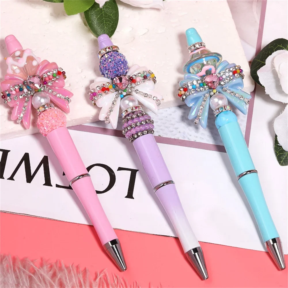 ST46 UV Plated Heart Chain Bow Acrylic Pen Beads DIY Car Hanging Mobile Phone Chain Accessories Materials