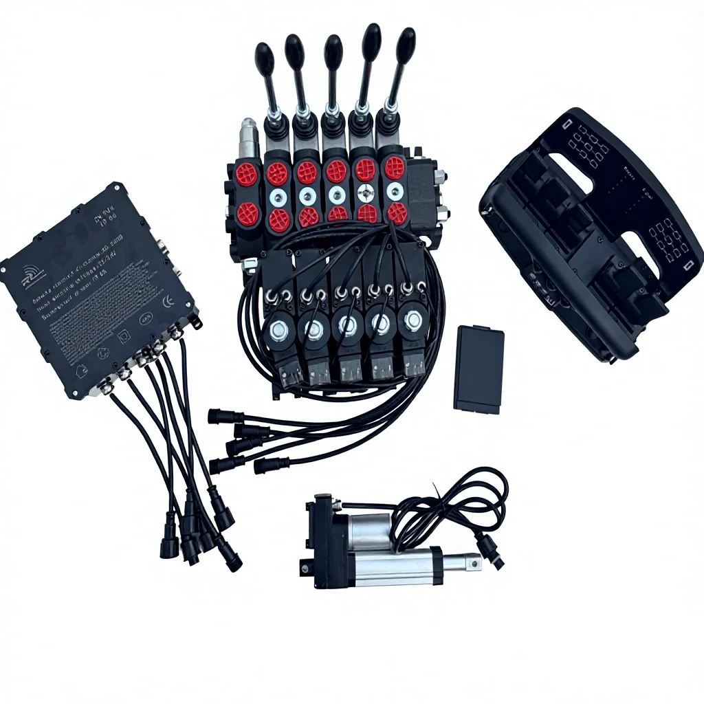 The proportional hydraulic valve has 5 channels for remote control and a flow rate of 60 liters.