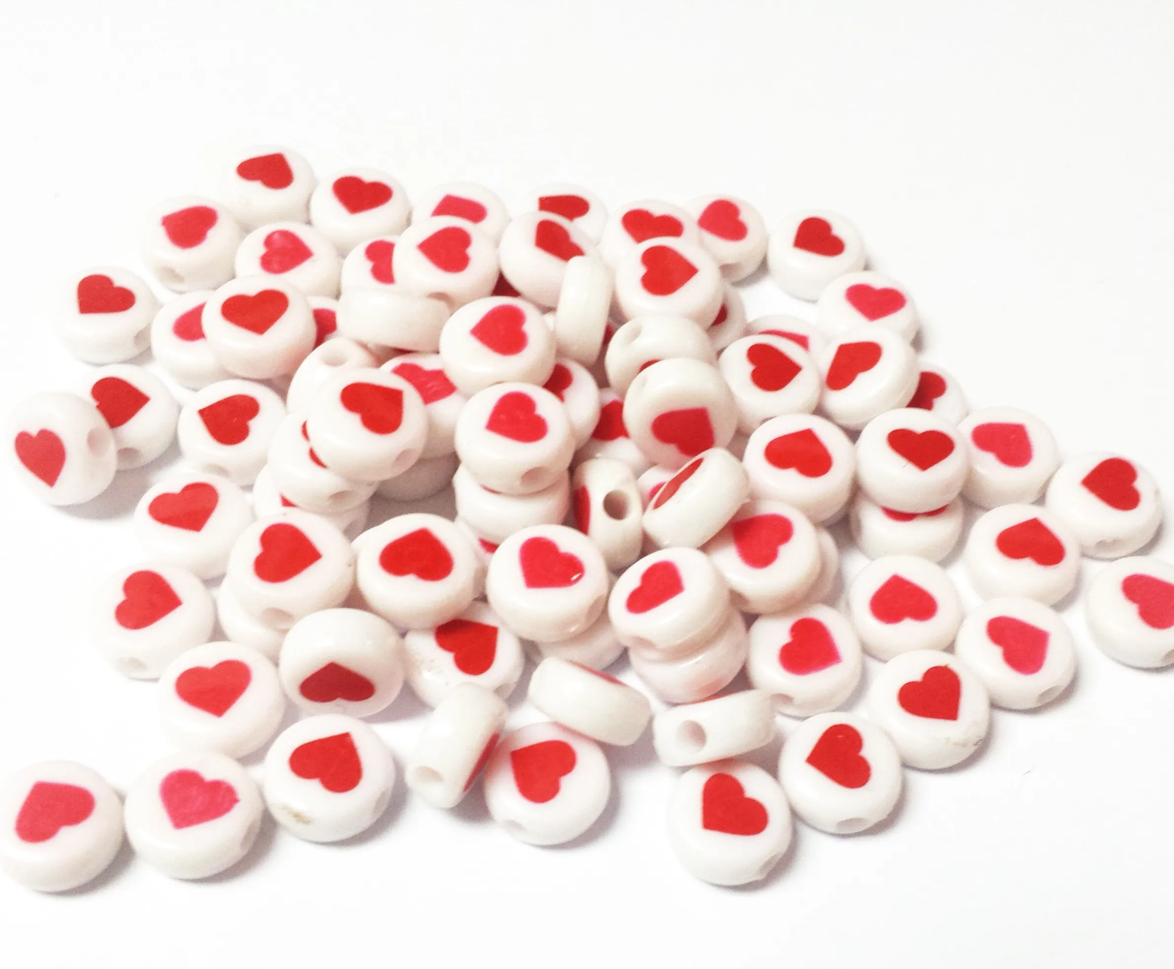 100pcs, 10mm, Round Heart Bead, Pony Girl bead, Home Crafts, Novelty, Wholesales, Kids Party Favor, Pinata Filler TOYS, girl toy