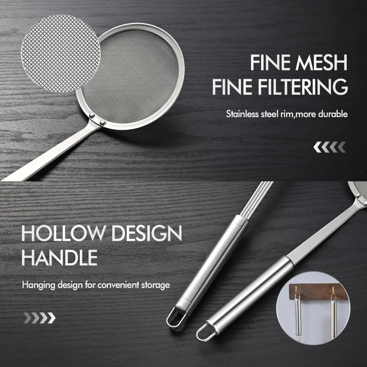 Stainless Steel Spider Skimmer Strainer with Handle Multifunctional Frying Cooking Spoon for Noodle Pasta Vegetable Kitchen