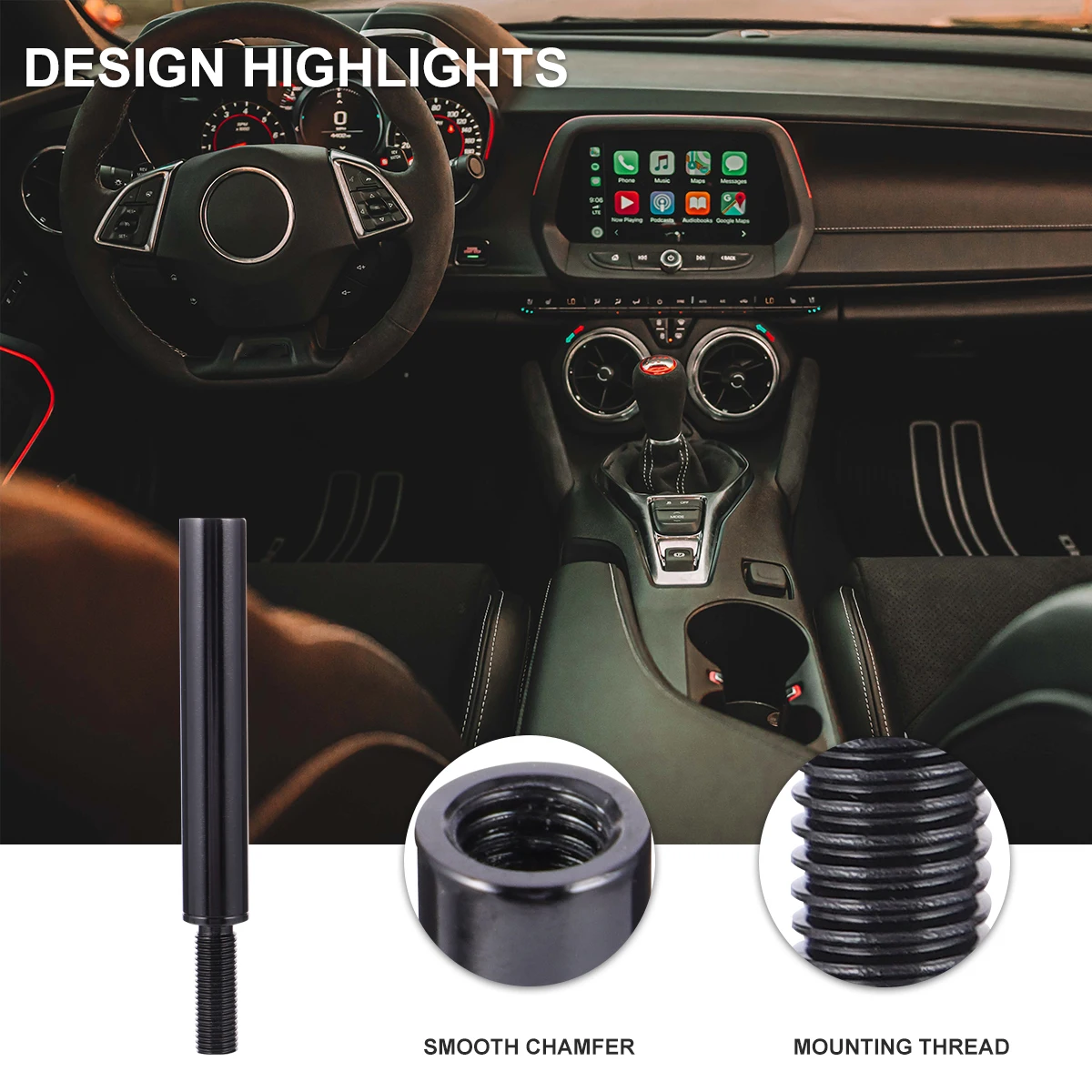 

Car Gear Shifter Lever Extender Manual Transmission Knob Extension Adjustable Length Durable Smooth Surface Practical Automotive