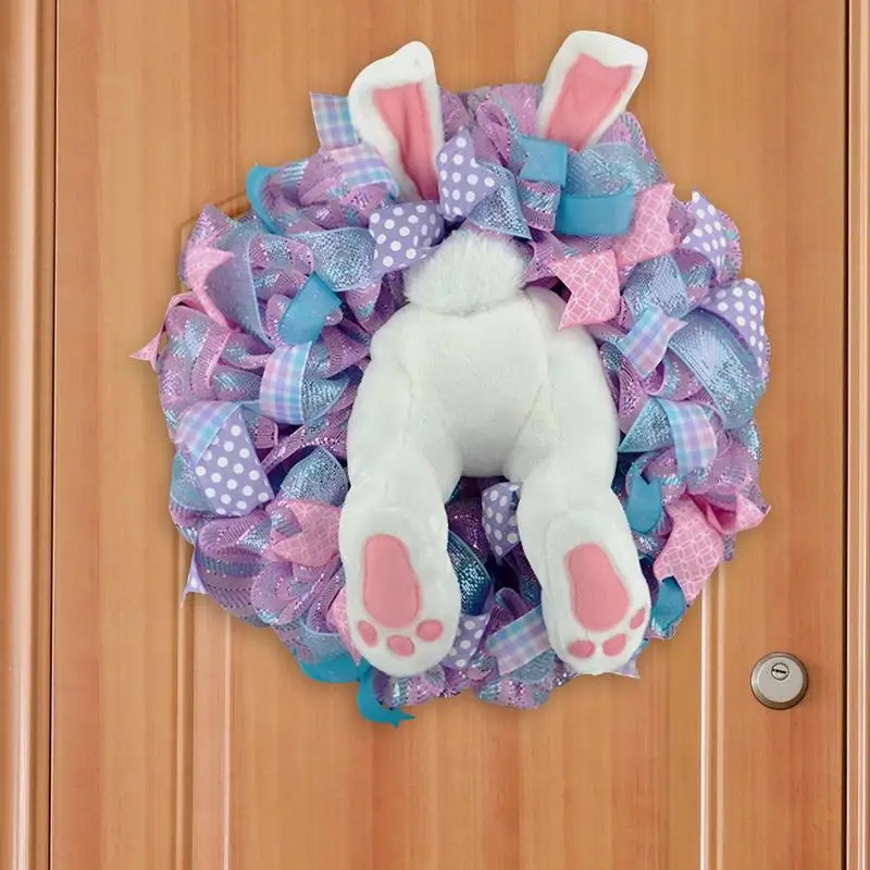 

Bunny Ears Butt Wreath Cute Easter Door Decoration Garland Attractive Decorative Easter Bunny Easter Wreaths for Front Door