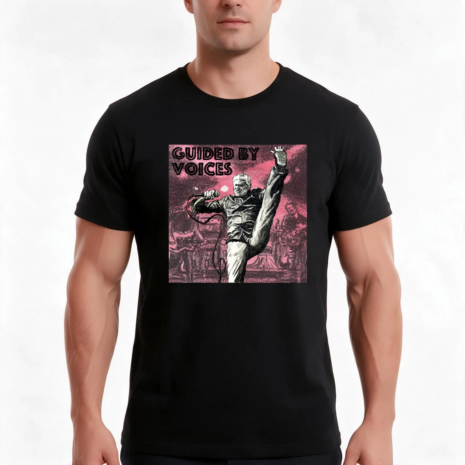 Guided By Voices T-Shirt, Summer Casual Cotton Tee, Oversized Streetwear Tops, Vintage Graphic Print, Loose Fit Short Sleeve