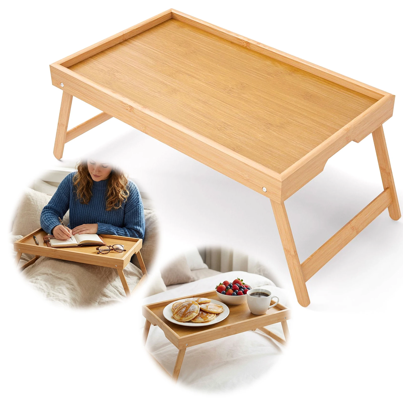 Bamboo Bed Tray Tab…