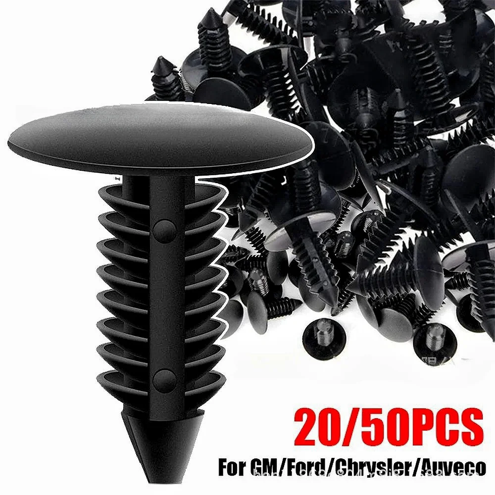 50/20Pcs Auto Fastener Fit 8mm Hole Nylon Car Clips Fender Bumper Shield Retainer Plastic Rivet for GM Ford Chrysler Automobile