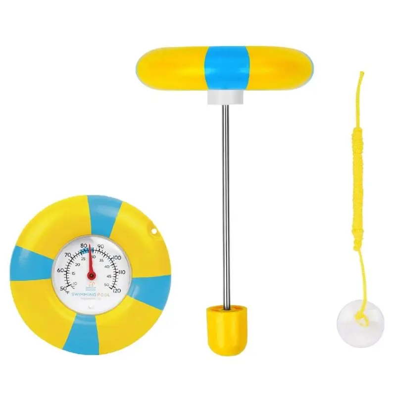 Floating Pool Thermograph with Analog Pointer and Stainless Steel Probe for Pool Spa Hot Tubs Pond Water Temperature D2RD