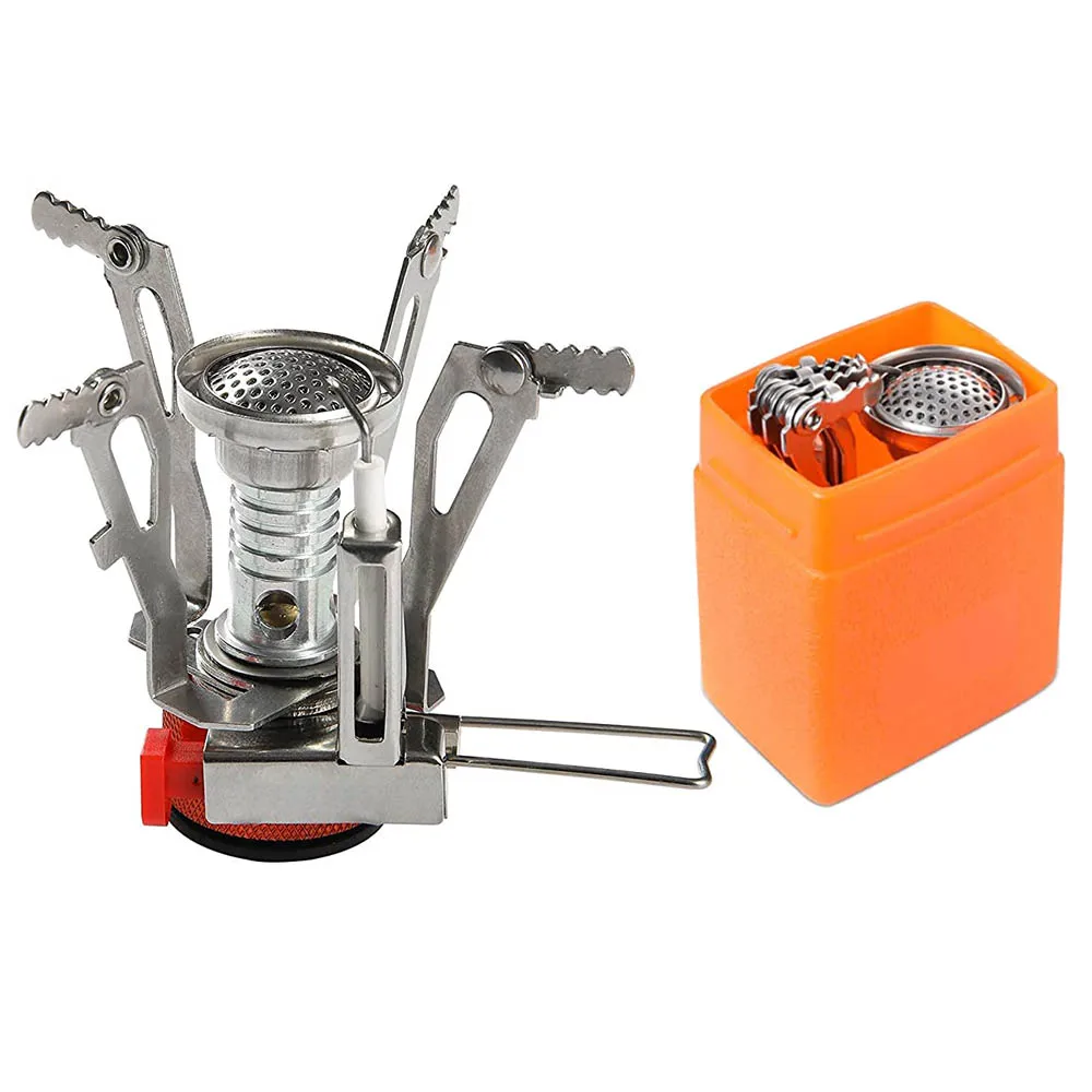 Portable Outdoor Camping Stoves Backpacking Gas Stove with Piezo Ignition Stable Support Wind-Resistance Camp Stove for Cooking