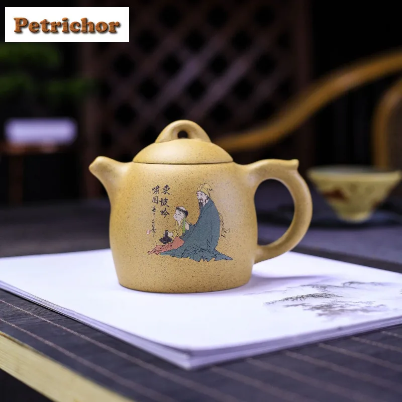 

320ml Antique Yixing Purple Clay Teapots Master Handmade Qin Quan Pot Raw Ore Gingili Section Mud Kettle Zisha Tea Set Supplies