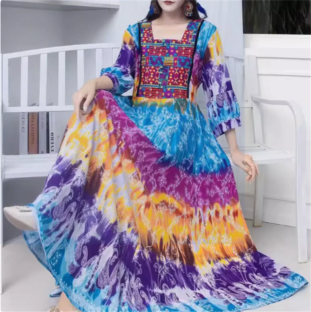 Beach dress Bohemian long dress in plus size, loose and fat, mm slimming, concealing flesh, super fairy dress for women, summer