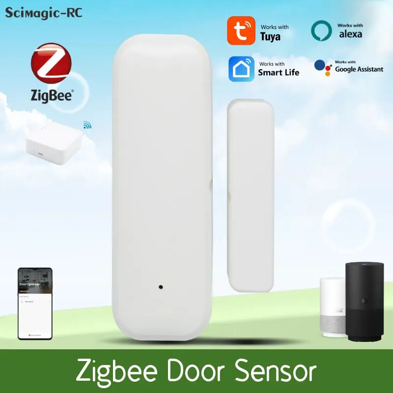 

Tuya WiFi/Zigbee Door Sensor Window Sensor Smart Home Wireless Door Detector Door Open / Closed Alarm System for Alexa Google