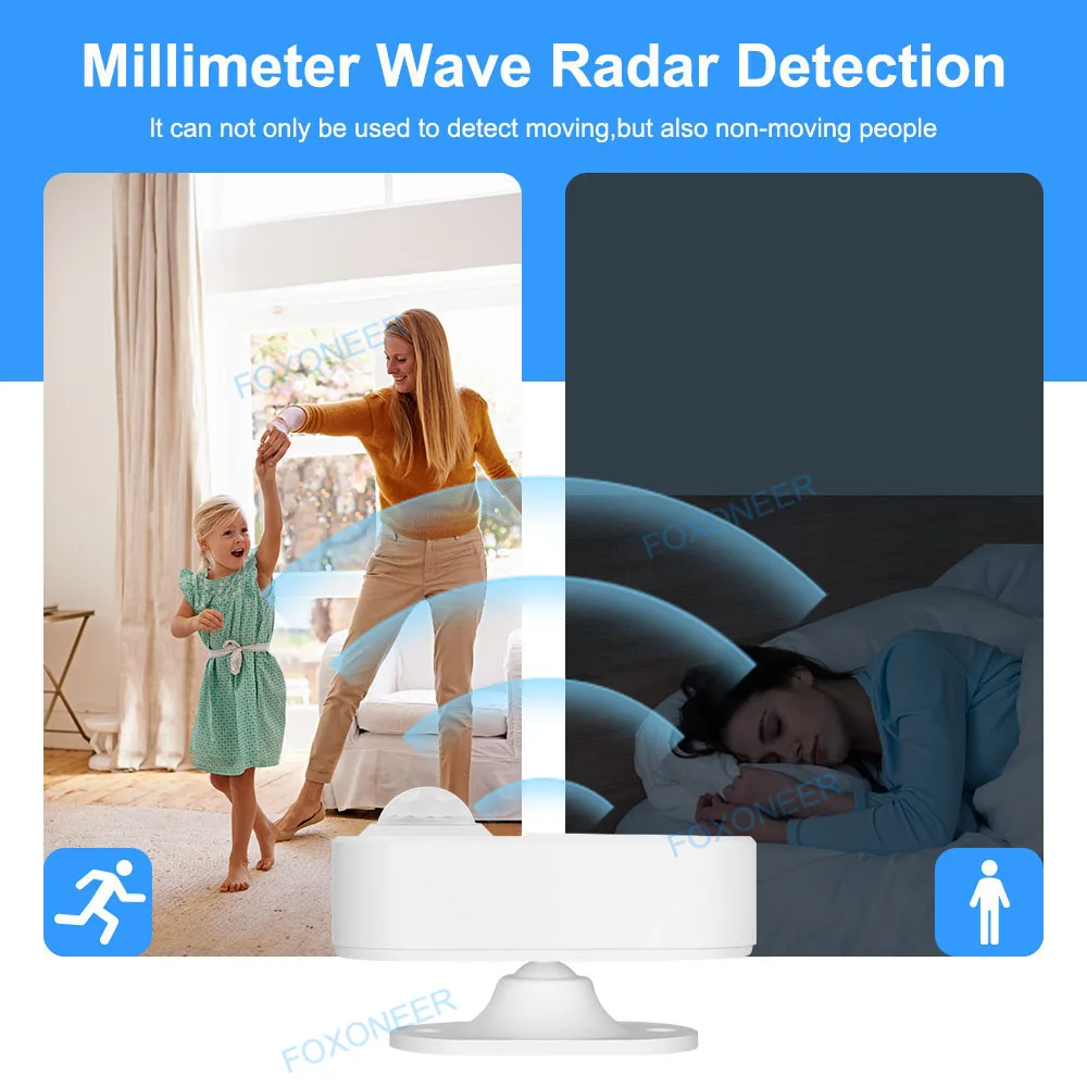 Detector de presencia humana Tuya Zigbee, detección de luminancia/distancia, Sensor de movimiento PIR inteligente, compatible con asistente de hogar Zigbee 2mqtt