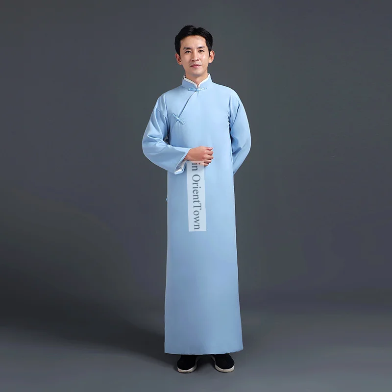 Chinese Cross Talk Attire Groom Red Robe Suit in OrientTown Traditional China Costume Men's Clothing Vest + Blue Long Gown TP095 view 3