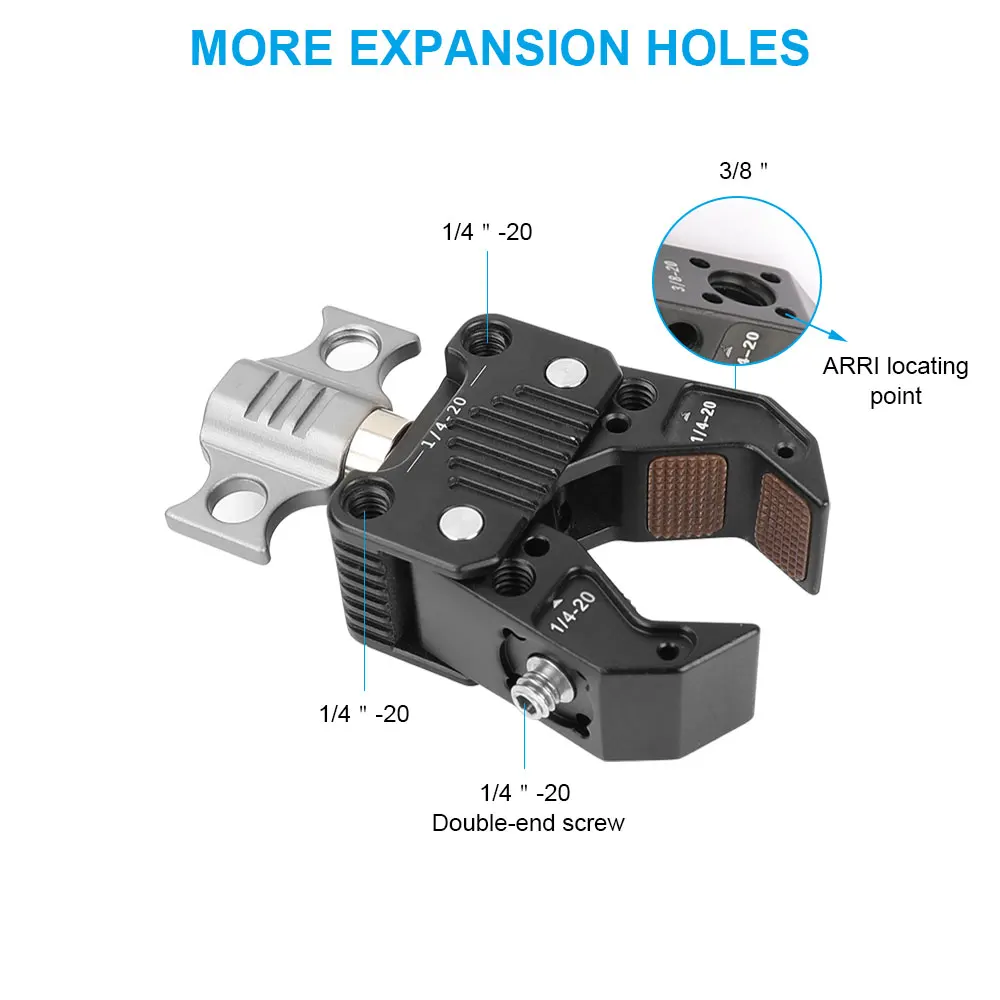 HDRIG Klem Pegangan Kunci Kepiting Super Pemegang Klem Lengan Dudukan Klip Kepiting dengan Port Arca Sekrup 1/4 3/8 Universal untuk Tripod Monitor Dslr
