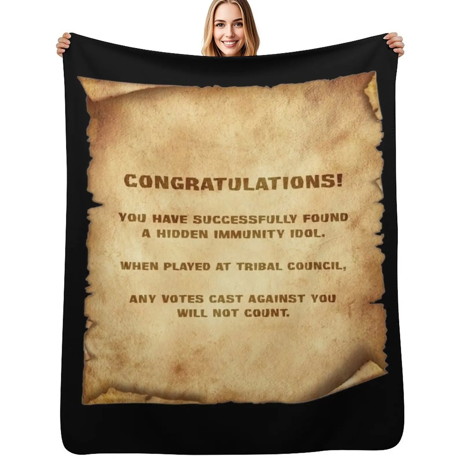 

Immunity Idol Parchment Throw Blanket Wrinkle Resistant Lightweight Blanket