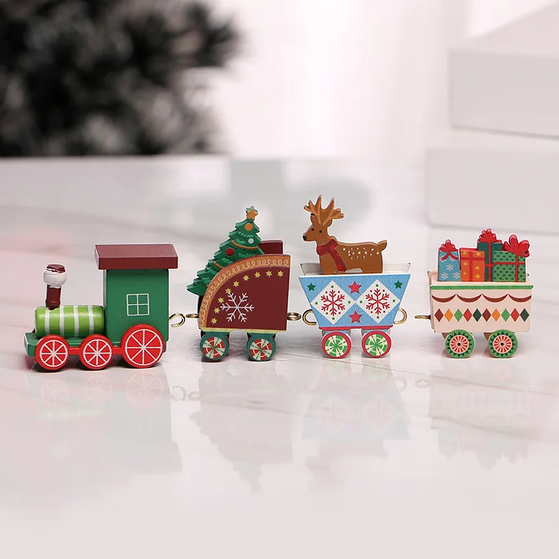 Plastic Christmas Train 2024 Christmas Decorations for Home Xmas Navidad Noel Gifts New Year Christmas Ornament Kids Toys