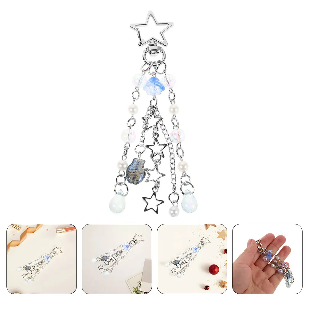 

2Pcs Tassel Keychain Kawaii Fish Phone Accessories Charm Bead Chain Cute Strap Cartoon Alloy Mobile Wrist Lanyard