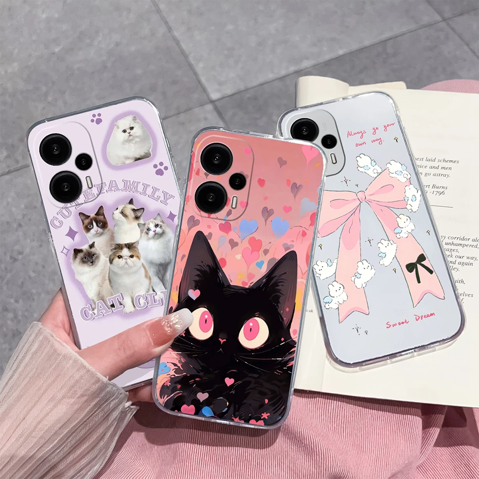 New Case For Redmi Note 12 Turbo 12S 4G 5G Cool Sweet Style Transparent Soft TPU Silicone Shockproof Protective Back Cover Funda