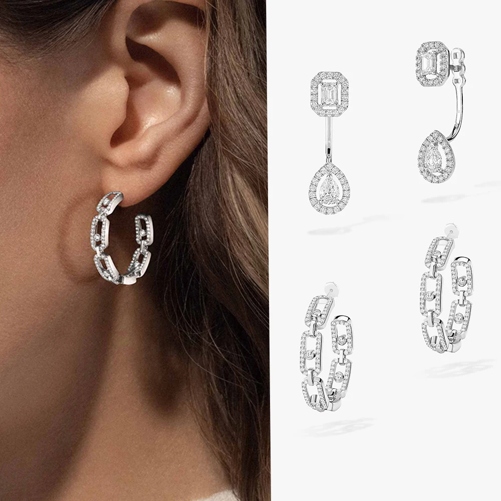 Messica - French fashion brand, S925 sterling silver earrings, women's diamond earrings, luxurious gifts, high-quality jewelry