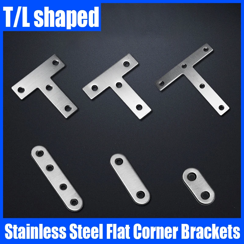 

1-20PCS Stainless Steel Flat Corner Brackets T-shaped Angle Bracket Corner Brace Joint Bracket Fastener For Fixing Furniture