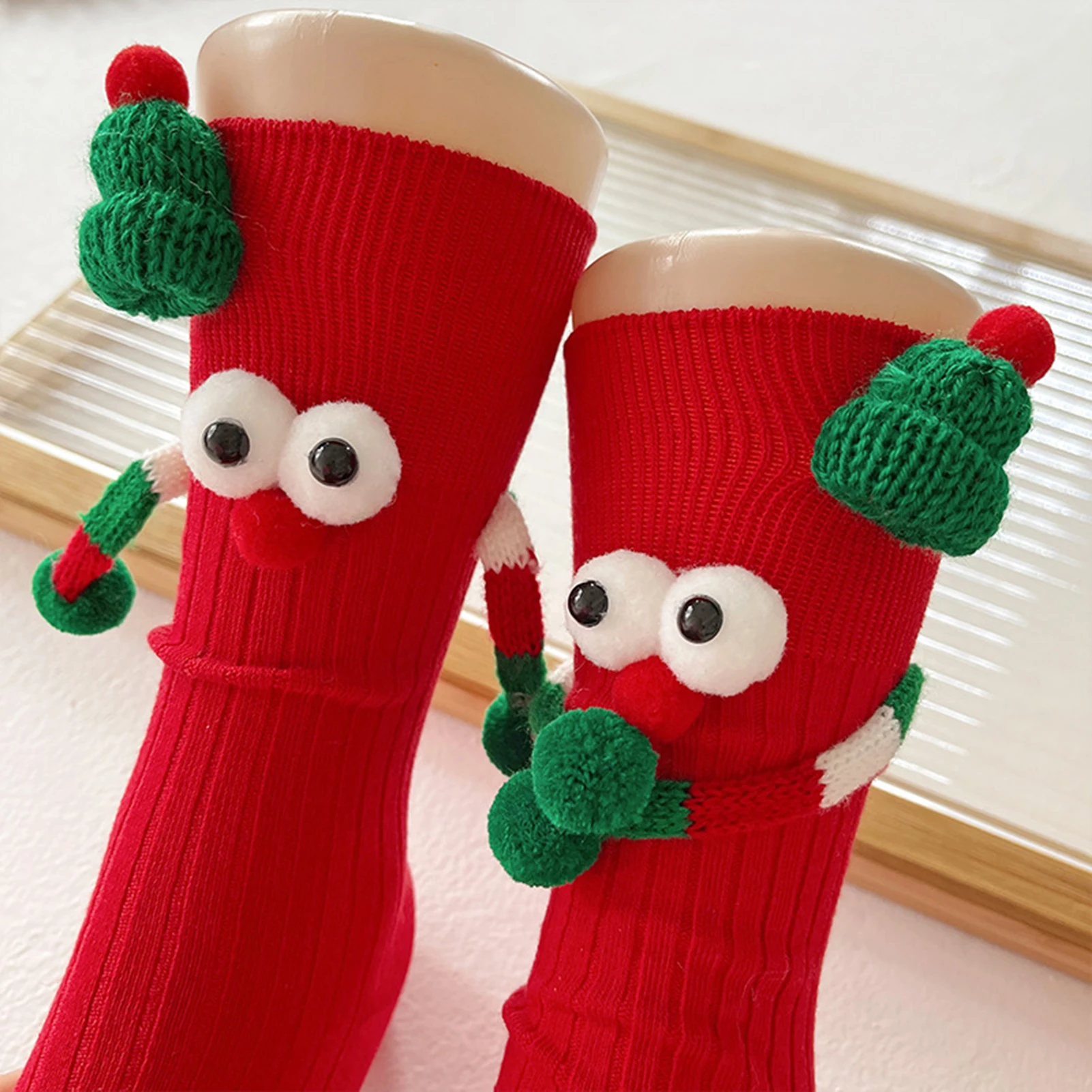 Couple Christmas Holiday Socks 3D Dolls Breathable Warm Socks for Holiday and Birthday Gift