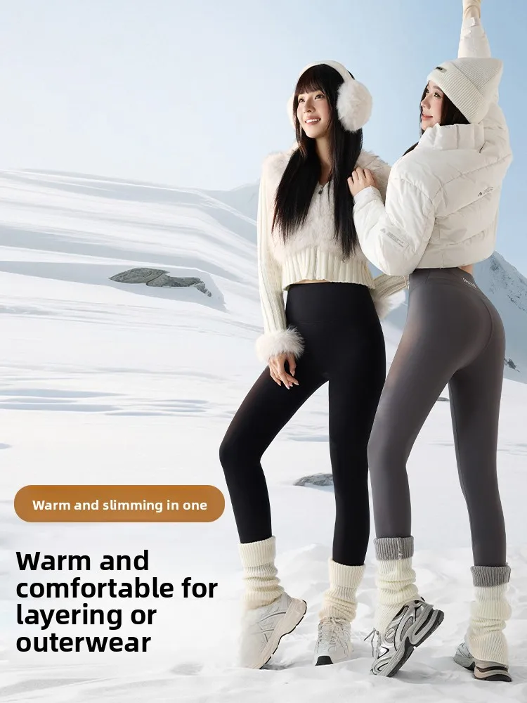 スリムフィット ハイウエスト ヨガパンツ レディース 秋用 サーマル ヤギ革 カメレオンレザー レギンス 非膨張性 暖かい 通気性