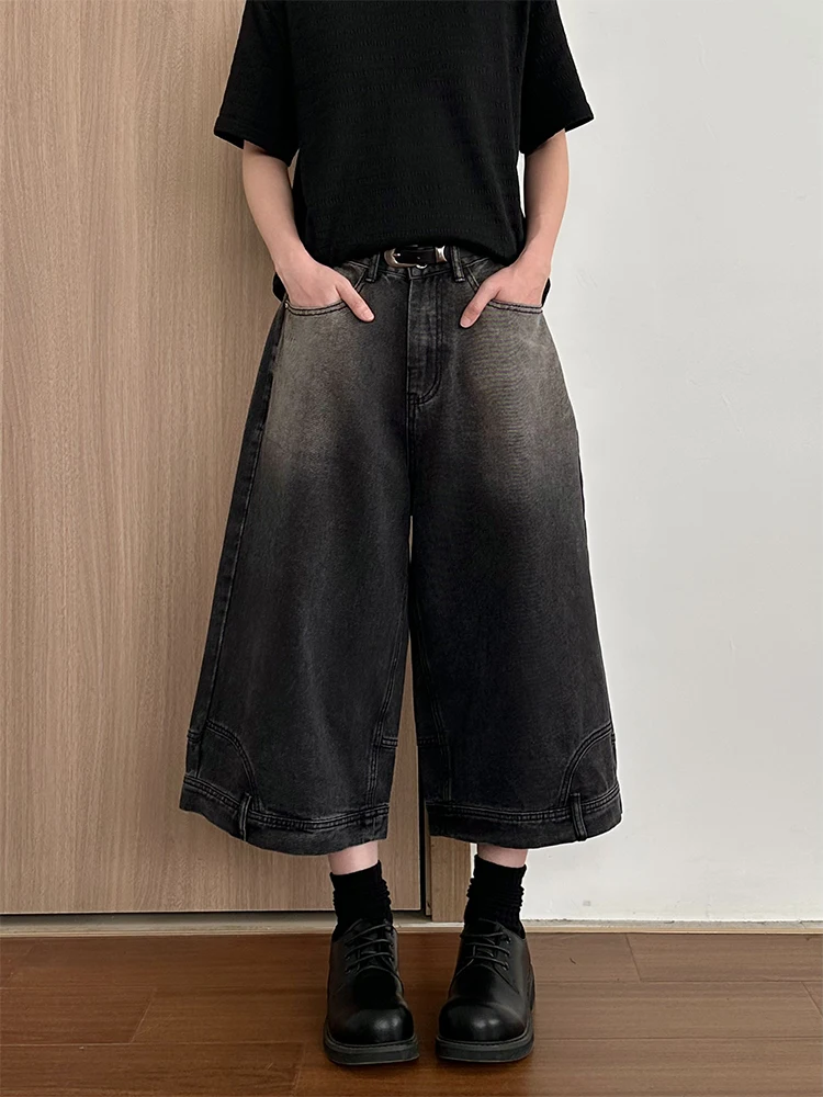 

Masdren американские ретро уличные свободные леггинсы джинсы мужские брюки на семь футов повседневная одежда с высокой талией из смеси хлопка и полиэстера