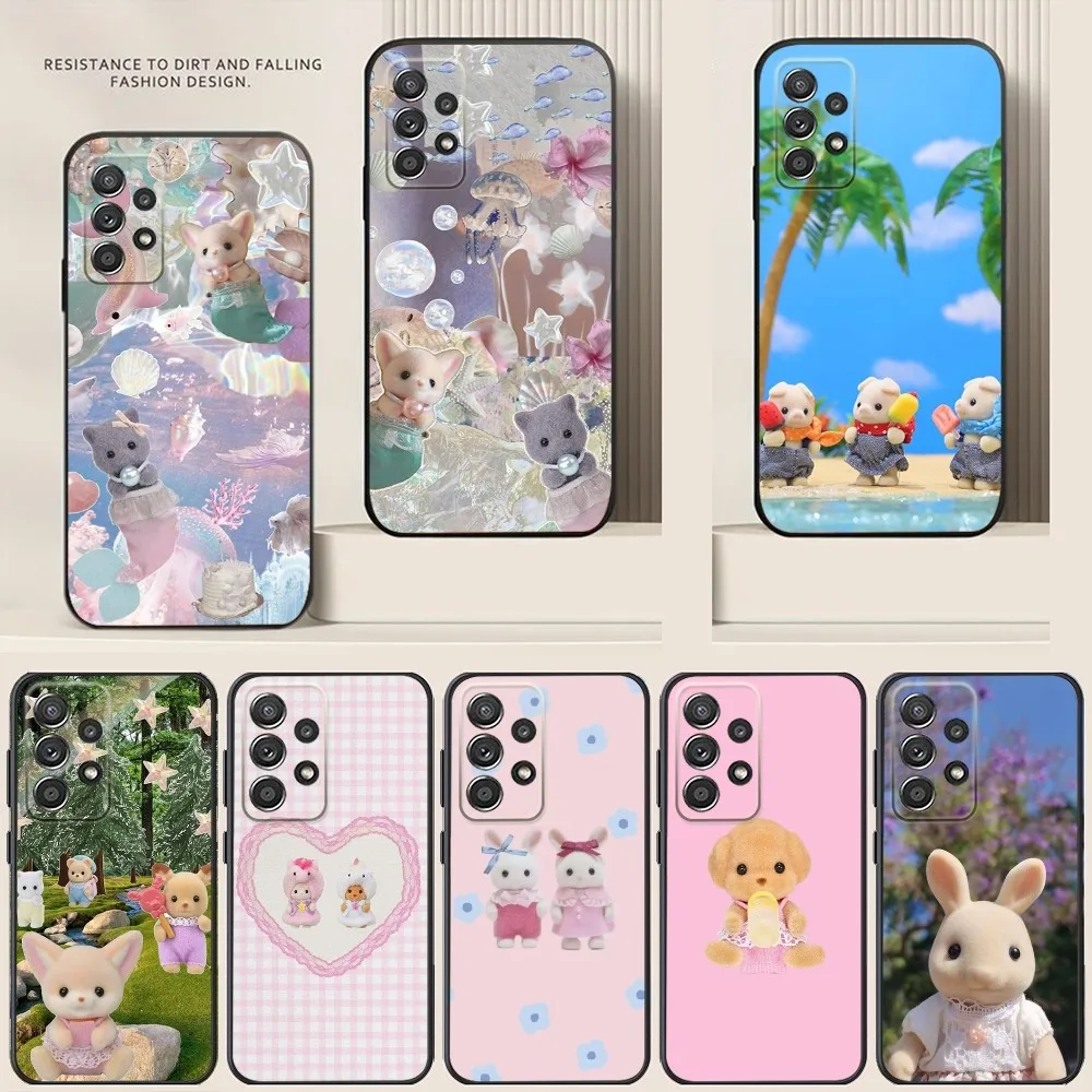 Sylvanian Cute P-Poodle Phone Case For Samsung S24,S21,S22,S23,S30,Ultra,S20,Plus,Note,10,9,5G Black soft silicone case