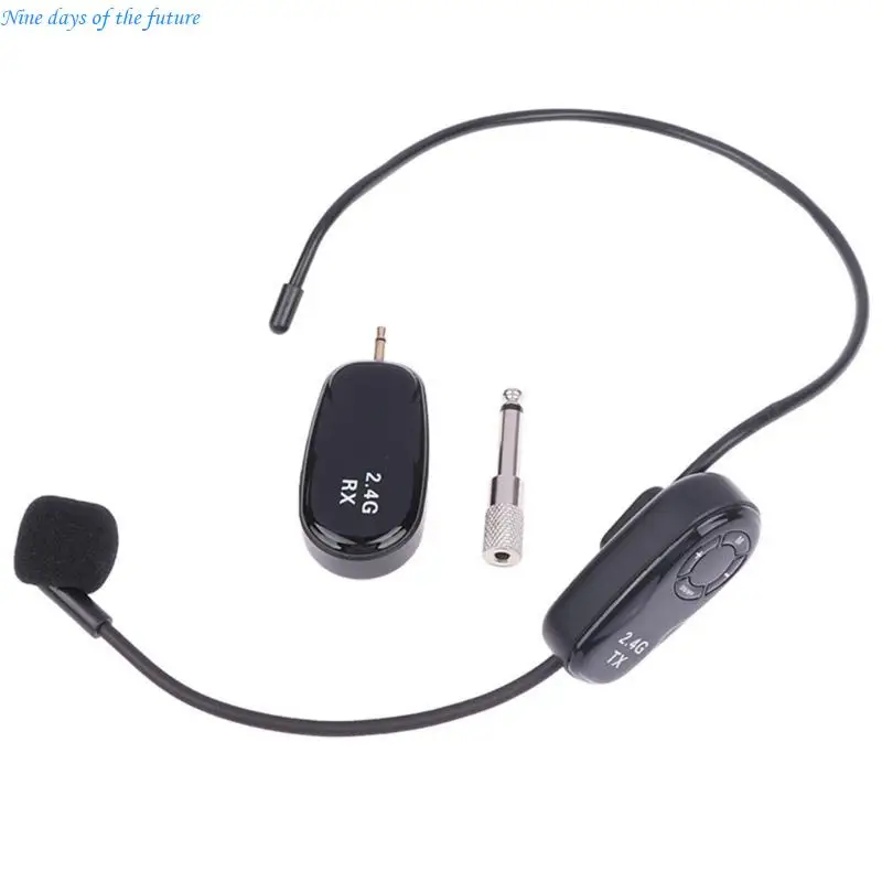 Wireless Microphone Headset 2.4G Headmounted Wireless Microphone Set Transmitter with Receiver for Voice Amplifier E65A