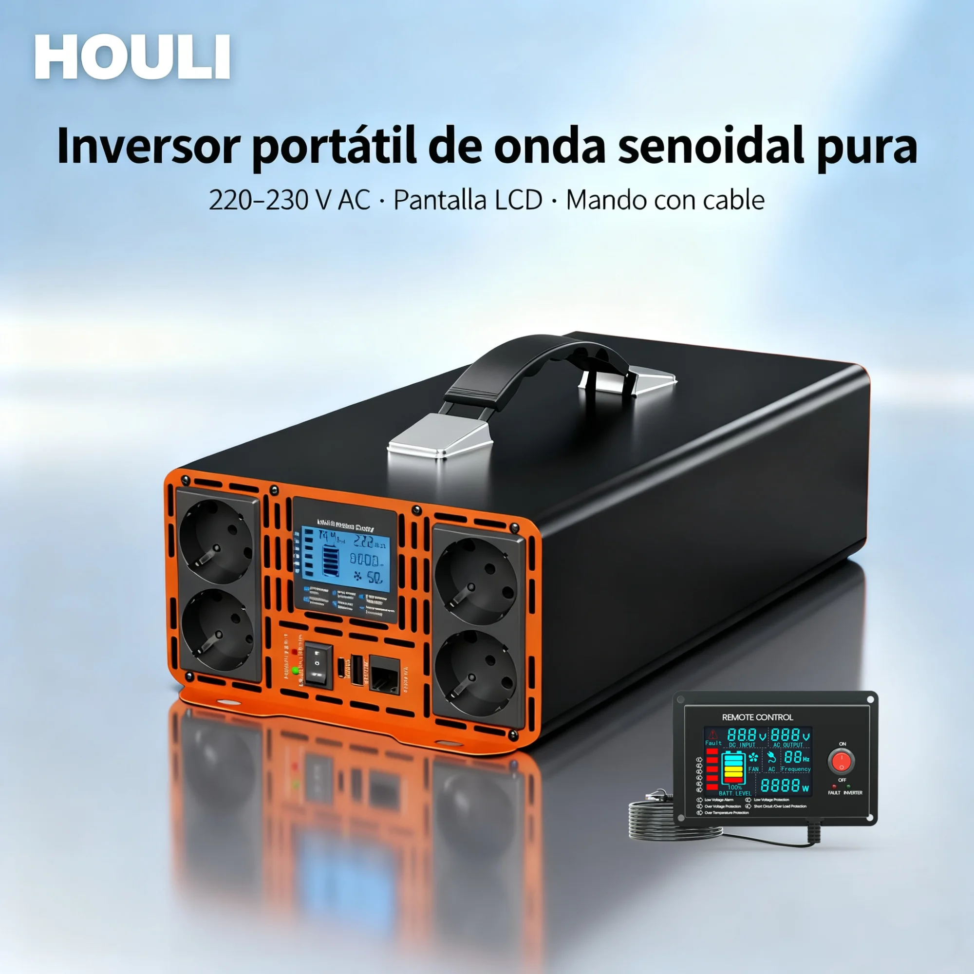 

High-power 10000W-12000W Inverter Pure Sine Wave Voltage Converter 24V/48V to 230V for Home/Car Use with External Display HOULI
