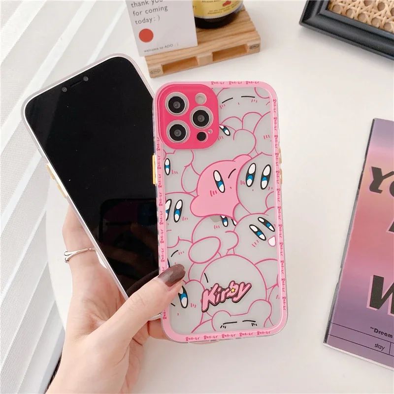 حافظة هاتف متحركة من أنيمي كيربي لهواتف آيفون 14 13 12 11 برو بروماكس X XS XR XSmax 7 8 plus غطاء مضاد للصدمات شامل كليًا