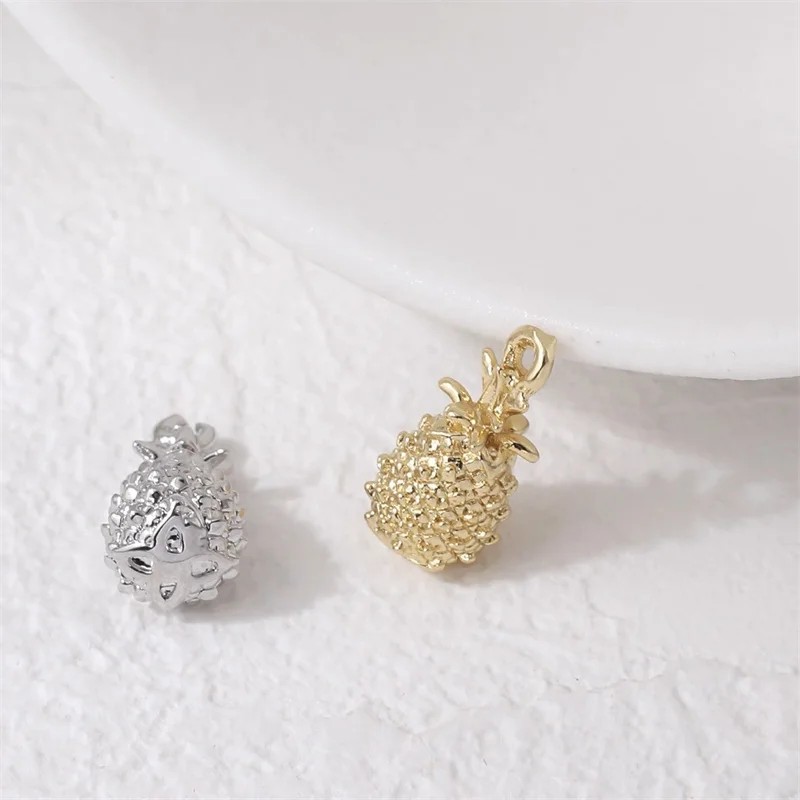 وصل جديد 30 قطعة/الوحدة اللون طباعة الكرتون الأناناس شكل النحاس العائمة المدلاة الخرز diy مجوهرات الملابس قلادة الإكسسوارات #3
