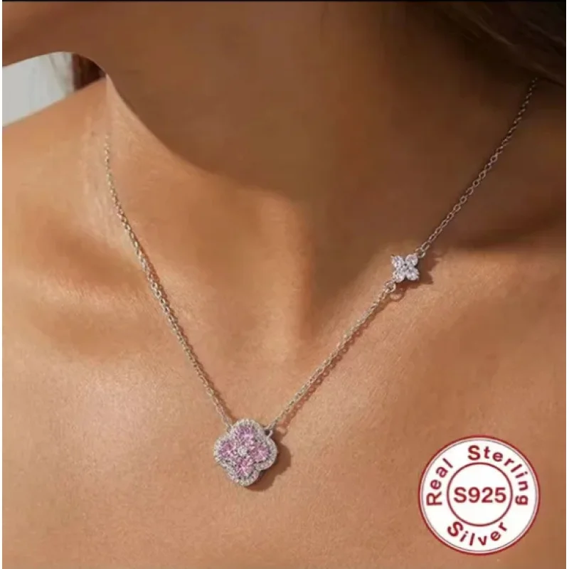 

925 pure silver lucky clover pendant necklace. Suitable for women to wear. Can be given as a Valentine's Day gift - jewelry